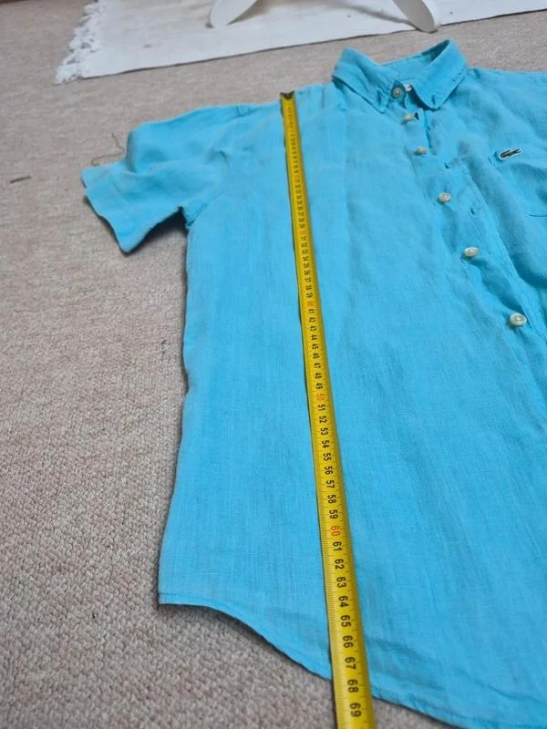 Lacoste Chemise Lin Bleu Turquoise FR 41 L – photo 3